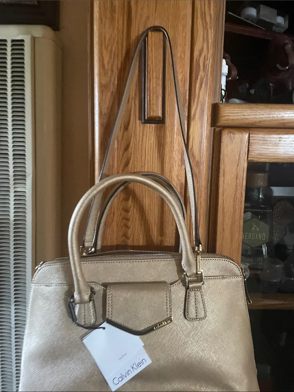 Calvin Klein Metallic Gold Satchel Purse